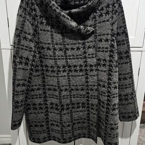 Tahari Black and Gray Cowl Neck Sweater